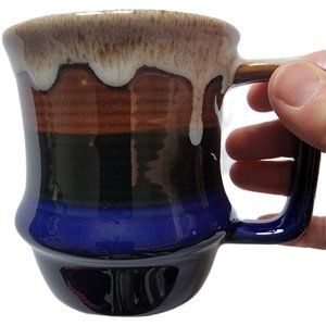 Vintage Drip Glaze Pottery Speckled Blue, Brown & Black Coffee/Tea Mug (8 oz)
